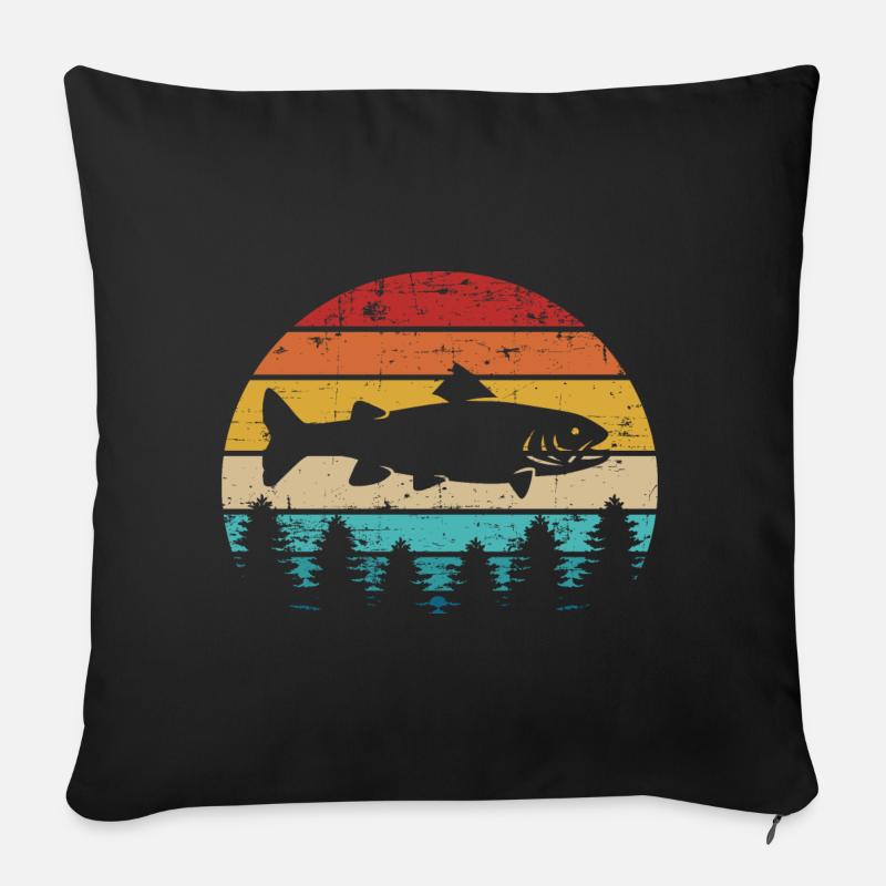 Truite - Housse de coussin décorative 45 x 45 cm - noir