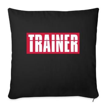 Logo de l'entraîneur rouge - Housse de coussin décorative 45 x 45 cm - noir - Devant
