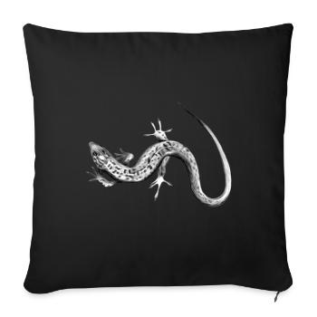 Lézard gris motif noir et blanc - Housse de coussin décorative 45 x 45 cm - noir - Devant