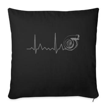 Turbolader Herzschlag EKG Tuning - Sofakissenbezug 45 x 45 cm - Schwarz - Vorne
