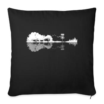 Disc Golf Sunset Guitariste guitariste Golfing - Housse de coussin décorative 45 x 45 cm - noir - Devant