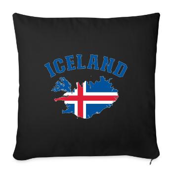 Iceland Flag Map - Sofa pillowcase 17,3'' x 17,3'' (45 x 45 cm) - black - Front