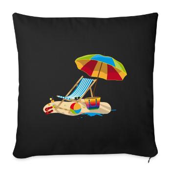 Lounger on the beach - Relaxing on holiday - Sofa pillowcase 17,3'' x 17,3'' (45 x 45 cm) - black - Front