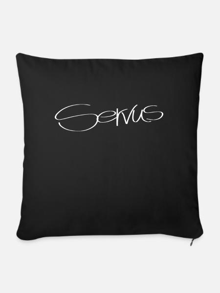 Servus Begrüßung Geschenkidee - Sofakissenbezug 45 x 45 cm - Schwarz
