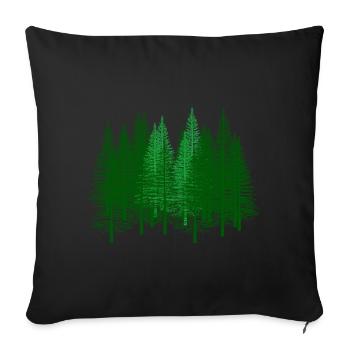 vert, forêt, forêts, forestier, chasseur, sapin, sapin, forêts - Housse de coussin décorative 45 x 45 cm - noir - Devant