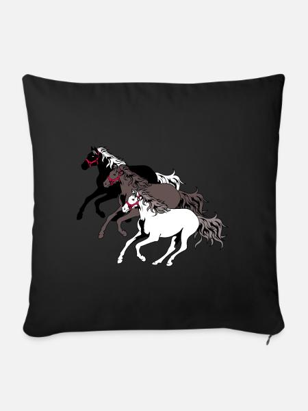 Wildpferde Herde Pferd Galopp Pferderennen Pony - Sofakissenbezug 45 x 45 cm - Schwarz