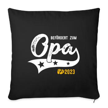 Befördert zum Opa 2023 Babyfüße Großvater - Sofakissenbezug 45 x 45 cm - Schwarz - Vorne