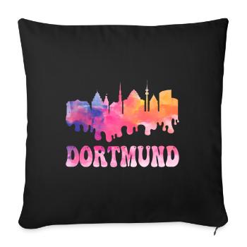 Dortmund Allemagne City Skyline Splash Coloré - Housse de coussin décorative 45 x 45 cm - noir - Devant