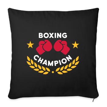 Boxing champion (boxing gloves, laurel wreath) - Sofa pillowcase 17,3'' x 17,3'' (45 x 45 cm) - black - Front