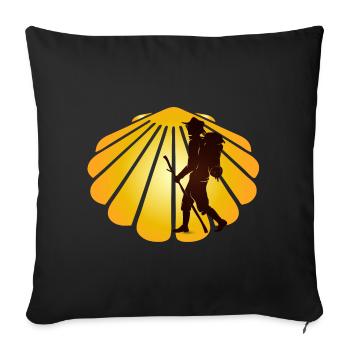 Un pèlerin sur un chemin de pèlerinage avec des pétoncles - Housse de coussin décorative 45 x 45 cm - noir - Devant