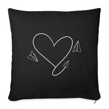 Avion Coeur Amour Vacances Pilote Avions - Housse de coussin décorative 45 x 45 cm - noir - Devant