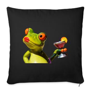 Lime Frog Martini Night - Sofa pillowcase 17,3'' x 17,3'' (45 x 45 cm) - black - Front