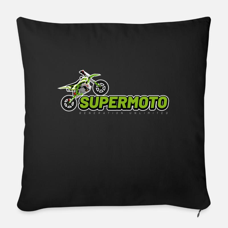 Supermoto schriftzug weiss - Sofakissenbezug 45 x 45 cm - Schwarz