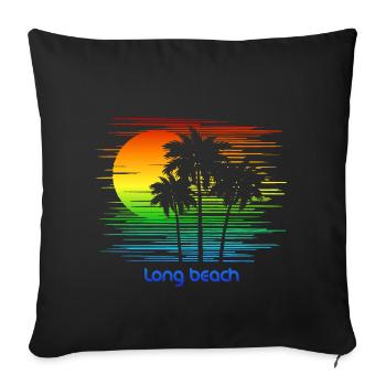 Long Beach California LGBTQ Rainbow Flag Pride - Sofa pillowcase 17,3'' x 17,3'' (45 x 45 cm) - black - Front