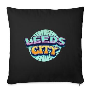 Leeds England UK City Font Pop Art Comic - Sofa pillowcase 17,3'' x 17,3'' (45 x 45 cm) - black - Front