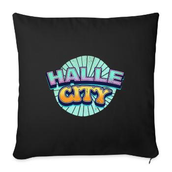 Halle Germany City Font Pop Art Comic - Sofa pillowcase 17,3'' x 17,3'' (45 x 45 cm) - black - Front