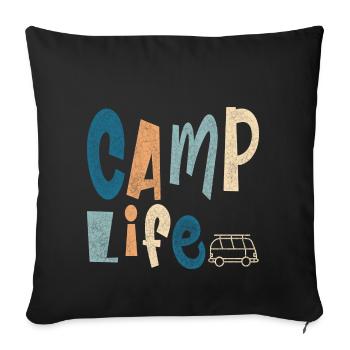 Camp Life - Sofa pillowcase 17,3'' x 17,3'' (45 x 45 cm) - black - Front