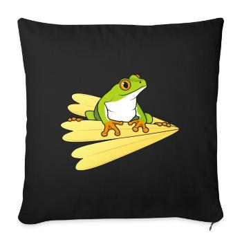 Grenouille aux pétales - Housse de coussin décorative 45 x 45 cm - noir - Devant