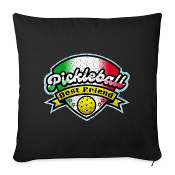 Pickleball - Best Friend - Italy - Sofa pillowcase 17,3'' x 17,3'' (45 x 45 cm) - black - Front