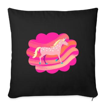 Cute, Pink, Spotted Unicorn in a Pastel Cloud - Sofa pillowcase 17,3'' x 17,3'' (45 x 45 cm) - black - Front