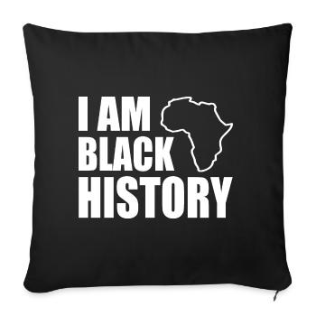 I am black histor - Sofa pillowcase 17,3'' x 17,3'' (45 x 45 cm) - black - Front