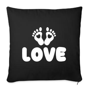Grossesse Mère Cœur Bébé Pieds - Housse de coussin décorative 45 x 45 cm - noir - Devant