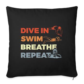 Daily routine for swimmers - Sofa pillowcase 17,3'' x 17,3'' (45 x 45 cm) - black - Front