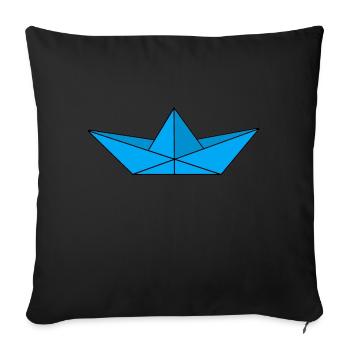 Paper ship turquoise - Sofa pillowcase 17,3'' x 17,3'' (45 x 45 cm) - black - Front