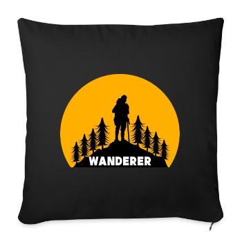 Wanderung Wandern Spruch Wanderer Berggipfel - Sofakissenbezug 45 x 45 cm - Schwarz - Vorne
