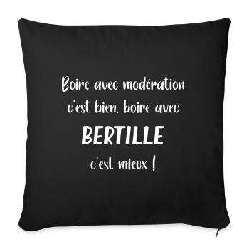 Boire avec bertille - Housse de coussin décorative 45 x 45 cm - noir - Devant
