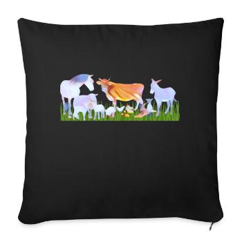 Animaux de ferme / animaux dans le cœur - Housse de coussin décorative 45 x 45 cm - noir - Devant