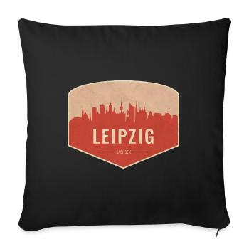 Leipzig Skyline Badge Vintage - Sofa pillowcase 17,3'' x 17,3'' (45 x 45 cm) - black - Front