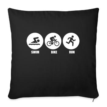 Triathlon Schwimmen Radfahren Laufen Sport - Sofakissenbezug 45 x 45 cm - Schwarz - Vorne