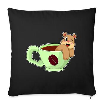 Bear cup of coffee - Sofa pillowcase 17,3'' x 17,3'' (45 x 45 cm) - black - Front