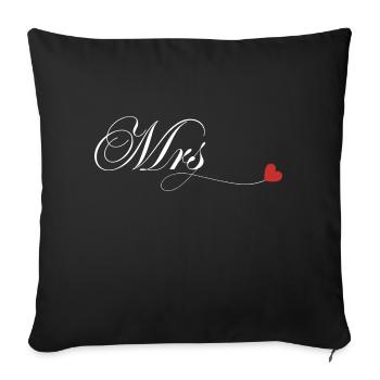T-shirt de couple assorti Mr et Mme - Housse de coussin décorative 45 x 45 cm - noir - Devant