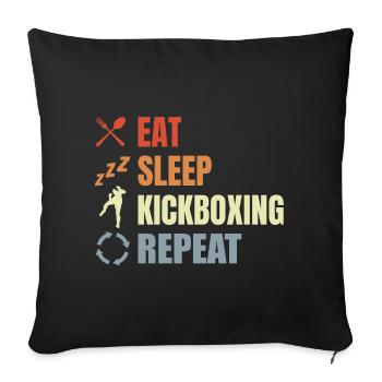 Eat Sleep Kickbox Repeat - Sofa pillowcase 17,3'' x 17,3'' (45 x 45 cm) - black - Front