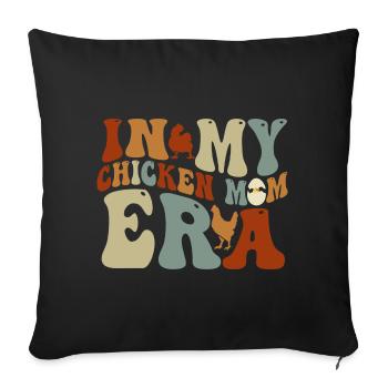 À l’époque de ma maman poulet pour les mamans poulet - Housse de coussin décorative 45 x 45 cm - noir - Devant
