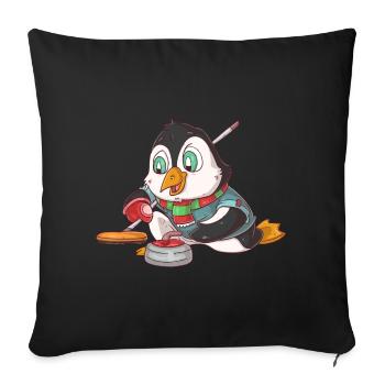 Curling Penguin - Sofa pillowcase 17,3'' x 17,3'' (45 x 45 cm) - black - Front