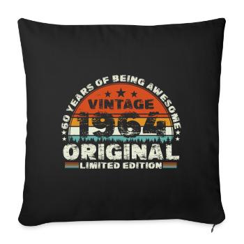 60 Years 60 Birthday Gift Vintage 1964 - Sofa pillowcase 17,3'' x 17,3'' (45 x 45 cm) - black - Front