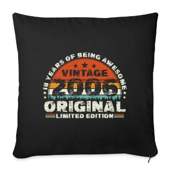18 ans 18 anniversaire cadeau millésime 2006 - Housse de coussin décorative 45 x 45 cm - noir - Devant