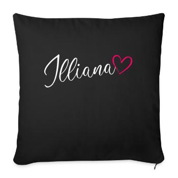 Illiana Name Vorname Herz Pink - Sofakissenbezug 45 x 45 cm - Schwarz - Vorne