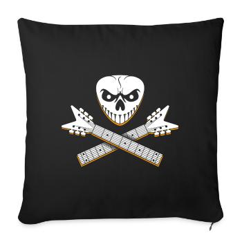 Skull and Crossed Guitar Designs - Sofa pillowcase 17,3'' x 17,3'' (45 x 45 cm) - black - Front