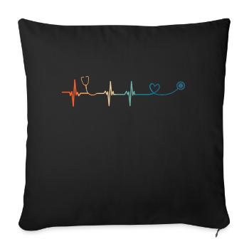 Heartbeat Stethoscope - Sofa pillowcase 17,3'' x 17,3'' (45 x 45 cm) - black - Front