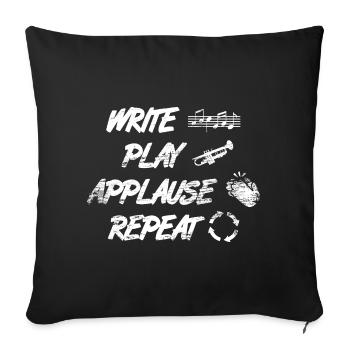 writing, playing, applause, repeating - Sofa pillowcase 17,3'' x 17,3'' (45 x 45 cm) - black - Front