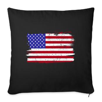 USA Amérique drapeau drapeau paix Vintage - Housse de coussin décorative 45 x 45 cm - noir - Devant