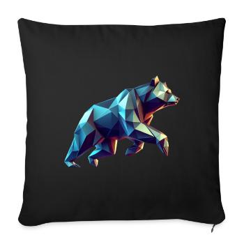 3D Geometric Origami Bear - Sofa pillowcase 17,3'' x 17,3'' (45 x 45 cm) - black - Front
