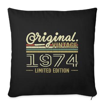 1974 Retro Birthday 1974 Original 1974 Vintage - Sofa pillowcase 17,3'' x 17,3'' (45 x 45 cm) - black - Front