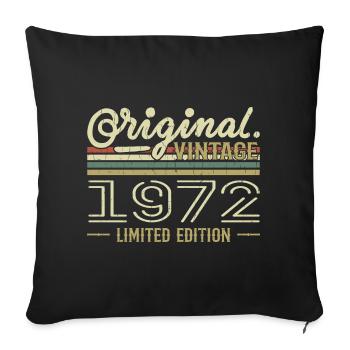 1972 Anniversaire Rétro 1972 Original 1972 Vintage - Housse de coussin décorative 45 x 45 cm - noir - Devant