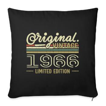 1966 Anniversaire Rétro 1966 Original 1966 Vintage - Housse de coussin décorative 45 x 45 cm - noir - Devant