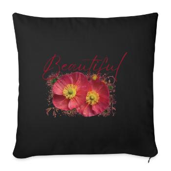 Fleurs Beautiful Athéna - Housse de coussin décorative 45 x 45 cm - noir - Devant